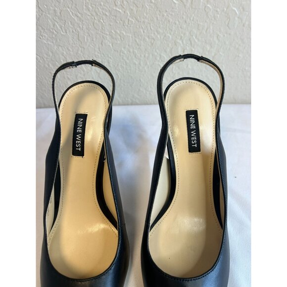 Nine West Women's Feather Pointy Toe Slingback Pumps in Black, size 9 - Picture 3 of 12